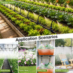 Pro-Series Drip Irrigation System, 200Ft 1/4" Garden Watering System With 32Pcs 360° Bendable Copper Nozzles, Leak-Free Quick-Connect Misting Sprinkler Kit For Patio, Raised Beds, Yard, Greenhouse