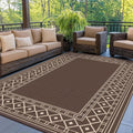 Genimo Outdoor Rug, Waterproof Plastic Rugs For Patio, 5'X8' Coffee Beige | Outside Larger Modern Carpet Mat For Porch Decor, Deck, Balcony, Camping, Rv, Backyard, Picnic, Beach, Reversible, Foldable