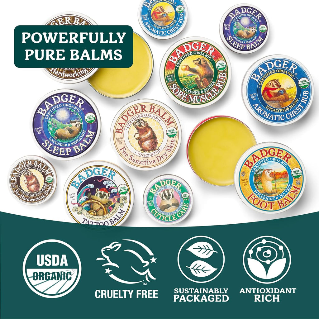 Badger Healing Balm, Hard Working Hands Cream, Organic Hand Cream for Dry Cracked Hands, Long Lasting Hand Moisturizer/Dry Hands Treatment, 2 oz Tin