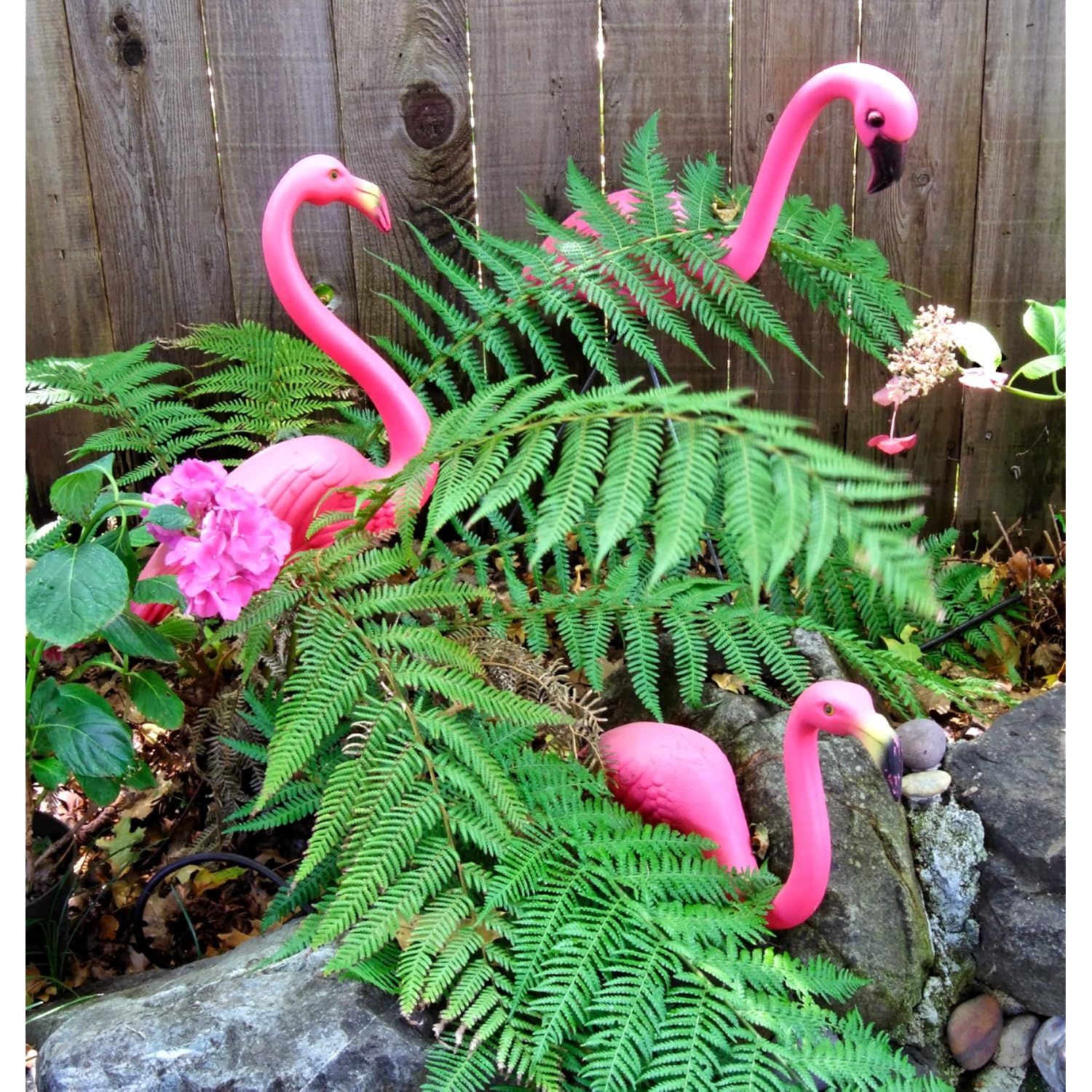 Pink Flamingos Yard Decorations - 2 Pack Extra Large 24" Tall Plastic Flamingo Statue W/Metal Stakes - Lawn Ornaments & Garden Decor For Outdoor Parties