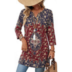 Summer Boho Tops For Women 3/4 Length Sleeve Womens Tops Vacation Outfits