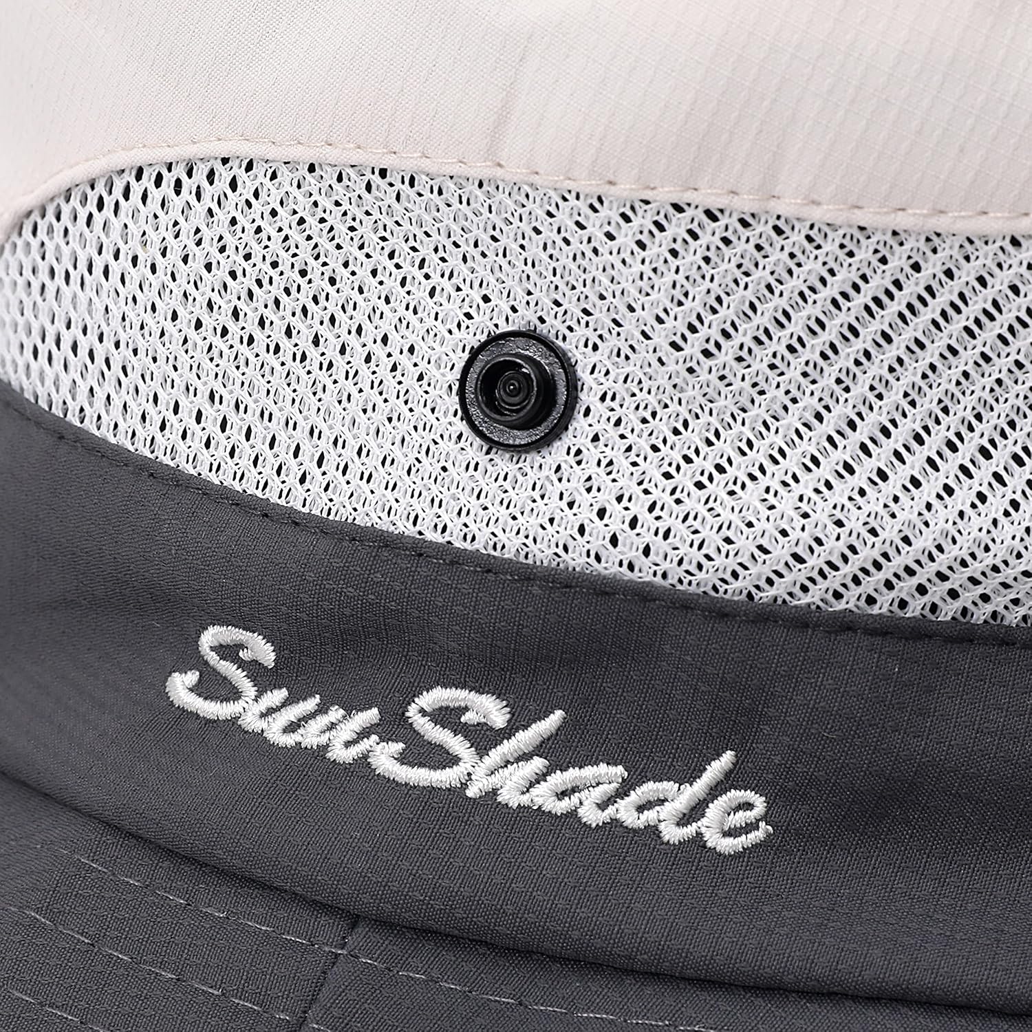 Womens Summer Sun Hat Beach Hat Wide Brim Outdoor UV Protection Hat Foldable Cool Mesh Ponytail Bucket Hat Grey+beige