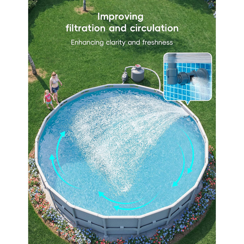Poolhacker Original Pool Sprinkler Fountains For Above And In-Ground Pools, Adjustable Whale Tail Waterfall Wide Width For Relaxation & Cooling, 10-20 Degrees, Gray