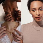 Layered Gold Necklaces for Women, Dainty 14K Gold Plated Cute Pearl Pendant Necklace Jewelry Set Stackable Toggle Chain Choker Collar, Trendy Waterproof Non Tarnish Jewelry Gift