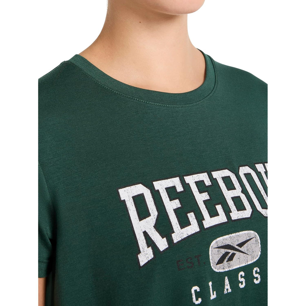 Reebok Women'S Classic Athletic Graphic Crewneck Cropped T-Shirt