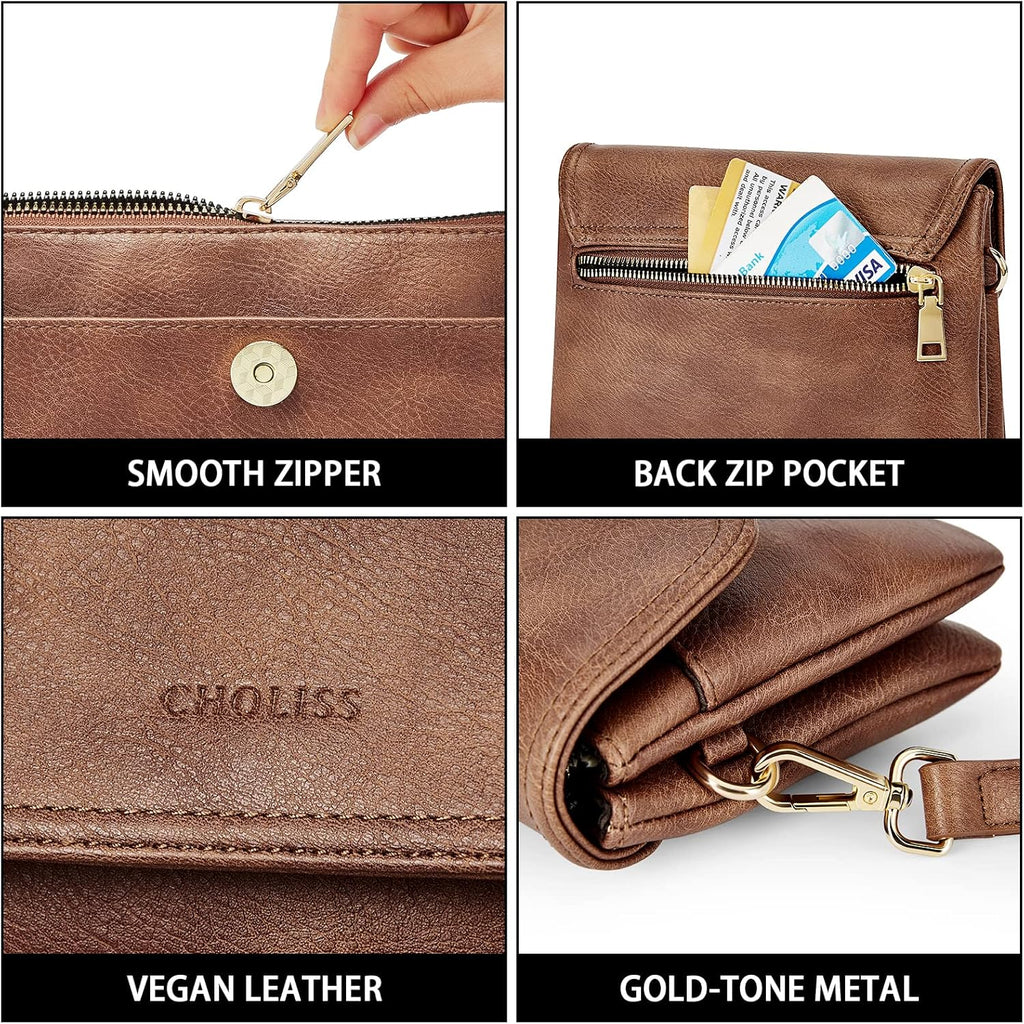 CHOLISS Small Crossbody Bags for Women, Vegan Leather Cell Phone Purse, Mini Travel Purse with Adjustable Strap Womens Gifts