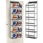 Clear Over The Door Hat Racks For Baseball Caps, Large Holds Up To 72 Caps Hat Storage Organizer For Closet Wall, Deep Pockets Hanging Hat Holder With 3 Hooks, Black