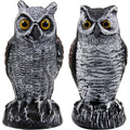 2 Pack Fake Horned Owl Bird Scarecrow Decoy 10.5 Inch Height, Plastic Deterrents, Halloween Decoration, Nature Enemy Pest Repellent For Outdoor Garden Yard