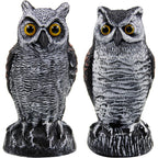 2 Pack Fake Horned Owl Bird Scarecrow Decoy 10.5 Inch Height, Plastic Deterrents, Halloween Decoration, Nature Enemy Pest Repellent For Outdoor Garden Yard
