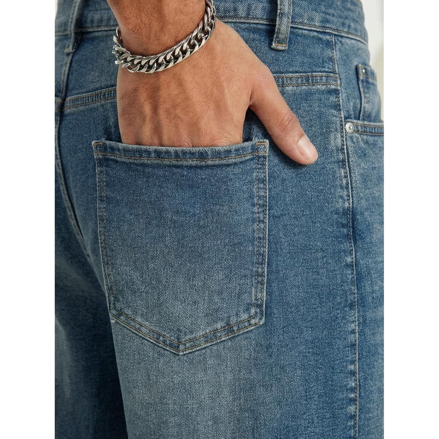Jmierr Mens Baggy Jeans Wide Leg Loose Fit Denim Shorts Streetwear Below Knee Jorts