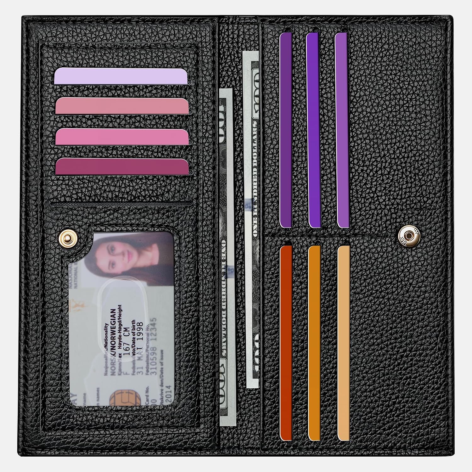 Tipmile Slim Wallet For Women, Rfid Blocking Credit Card Holder | Thin Compact Bifold Wallet With Zipper, Ladies Gift, Black