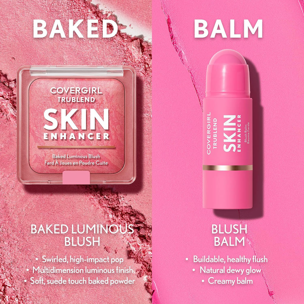 COVERGIRL TruBlend Skin Enhancer Baked Luminous Blush, with Hyaluronic Acid & White Rose Extract, Blends Seamlessly - 430 Berry Punch (Berry with Fuchsia Swirls)