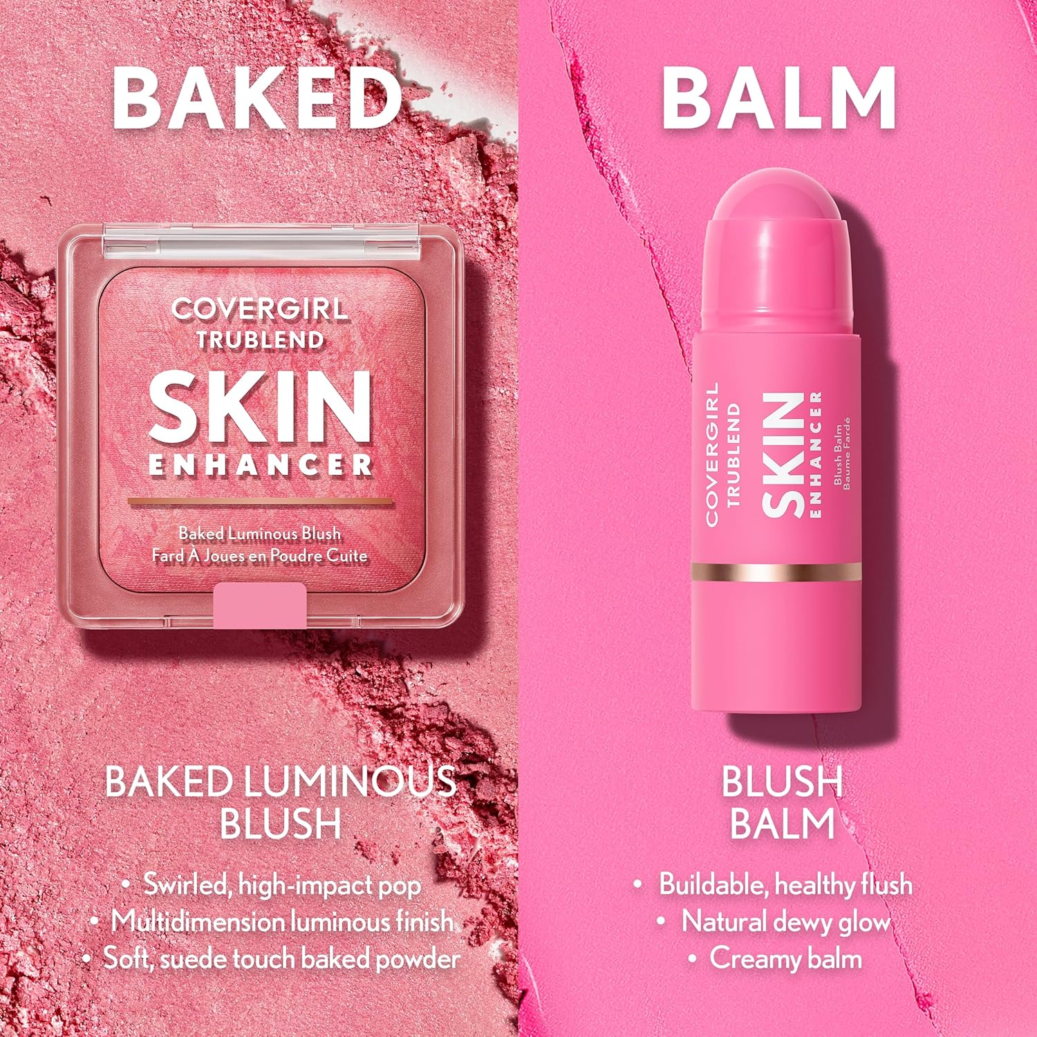 COVERGIRL TruBlend Skin Enhancer Baked Luminous Blush, with Hyaluronic Acid & White Rose Extract, Blends Seamlessly - 430 Berry Punch (Berry with Fuchsia Swirls)