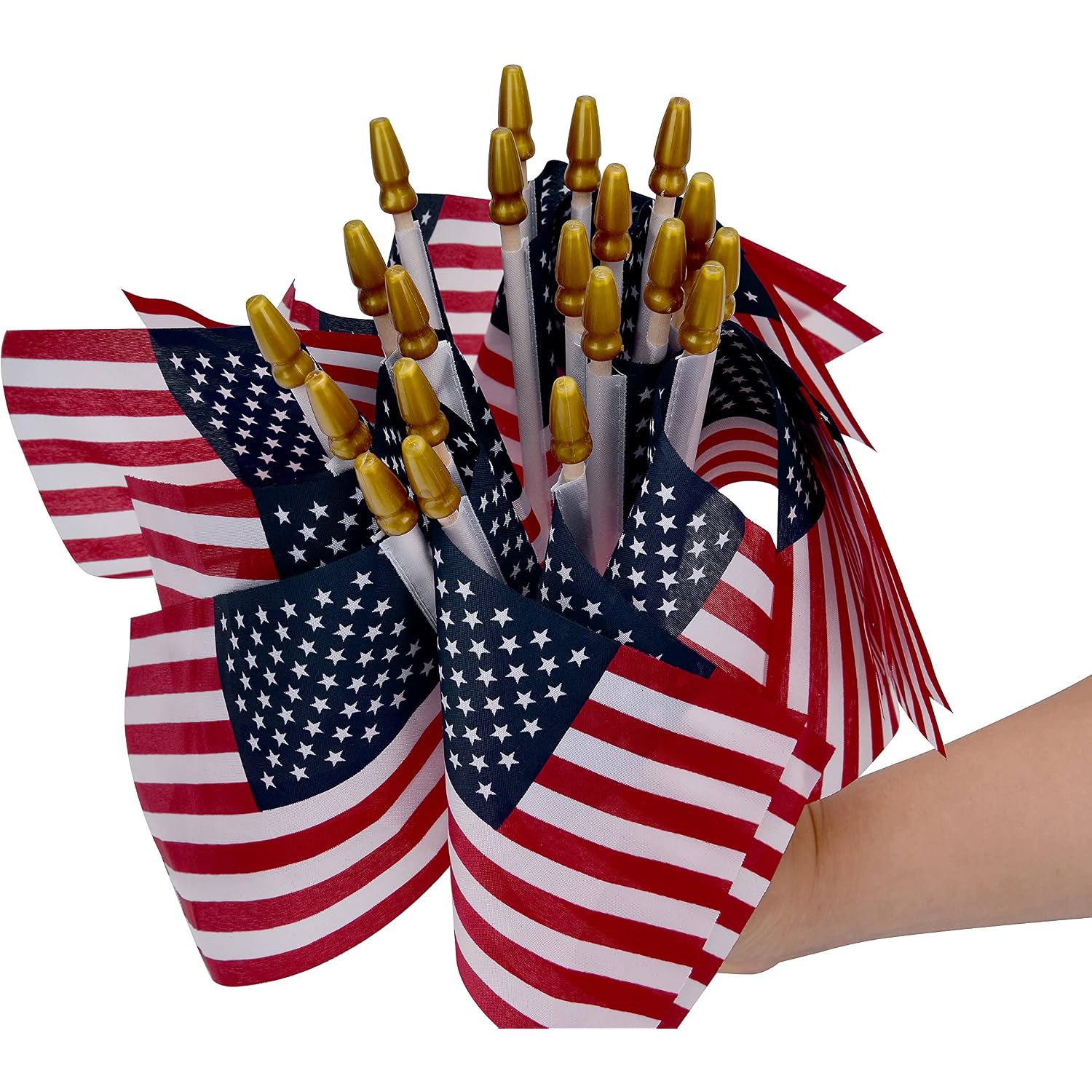 12 Pack Small American Flags On Stick Small Us Flags/Mini American Flags For Outside 4X6 Inch American Hand Held Stick Flags With Kid-Safe Spear Top, Patriotic Veterans Day Decorations, 4Th Of July Decorations
