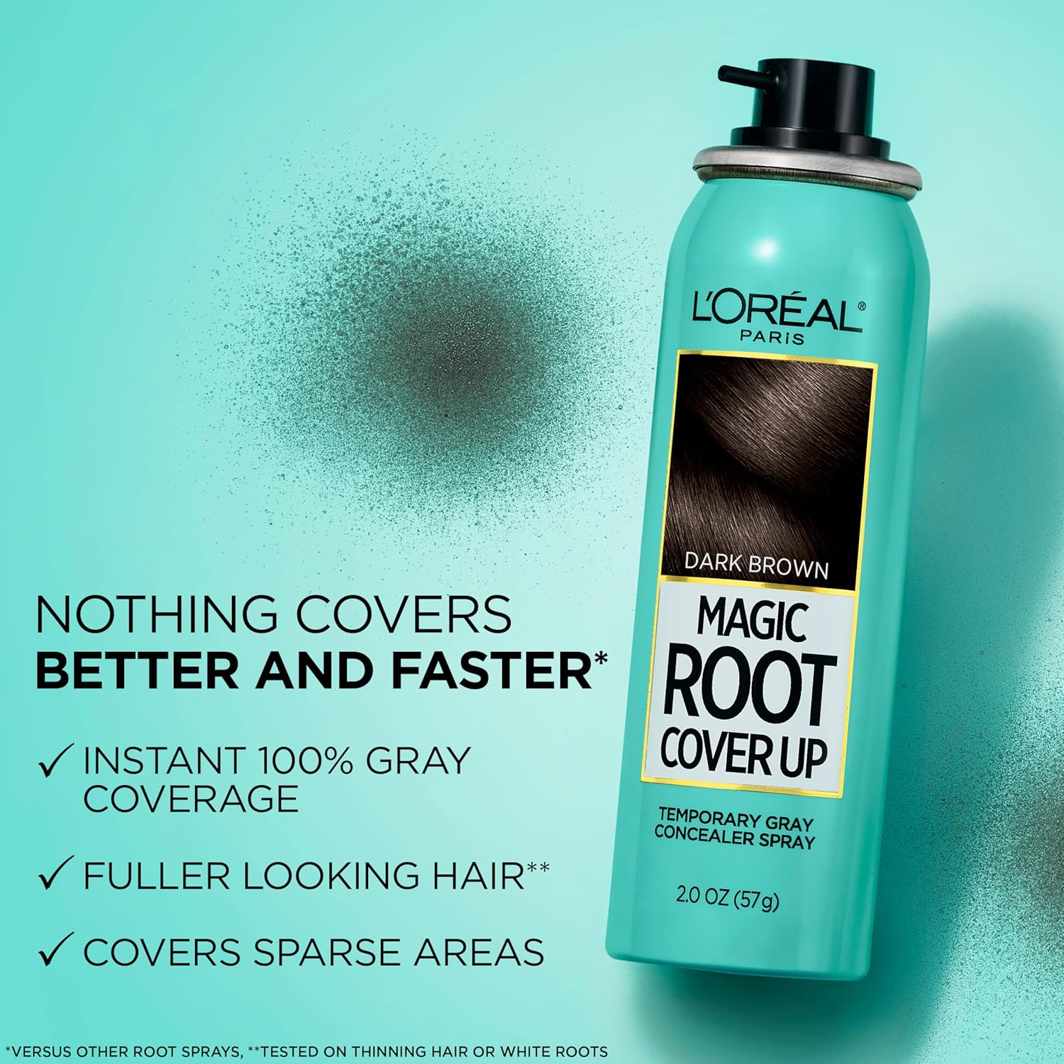 L'Oreal Paris Magic Root Cover Up Gray Hair Spray, 100% Gray Hair Coverage with Buildable, Lightweight, Transfer-Resistant, and Temporary Formula, Ammonia-Free, Dark Blonde, 2 oz (1 Count)