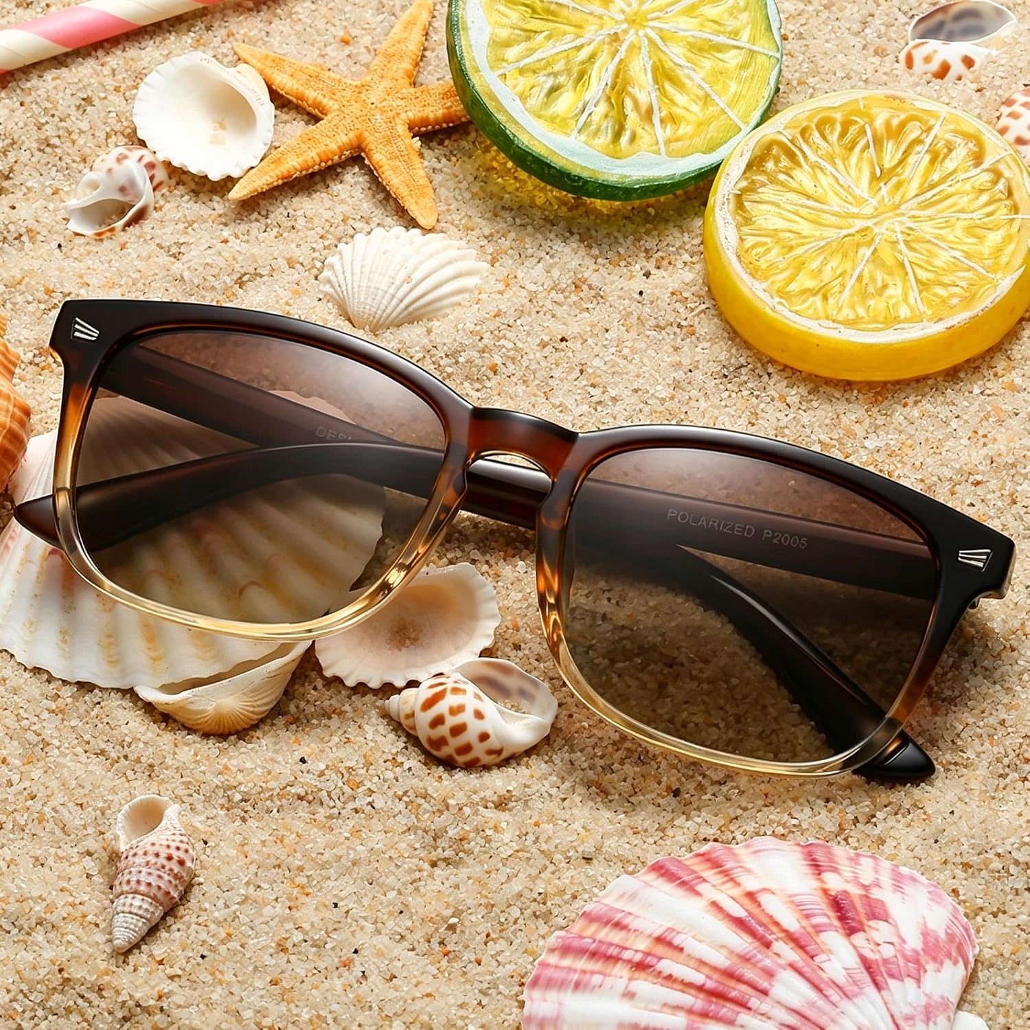 Polarized Sunglasses for Women Classic Retro Style UV400 Protection A3 Brown/Brown+transparent Brown(2 Pack)