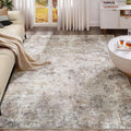 UERMEI 8x10 Area Rug Living Room Rugs - Washable Neutral Modern Abstract Soft Thin Large Rug Indoor Floor Non Slip Rug Carpet for Bedroom Under Dining Table Home Office Decor - Brown Grey