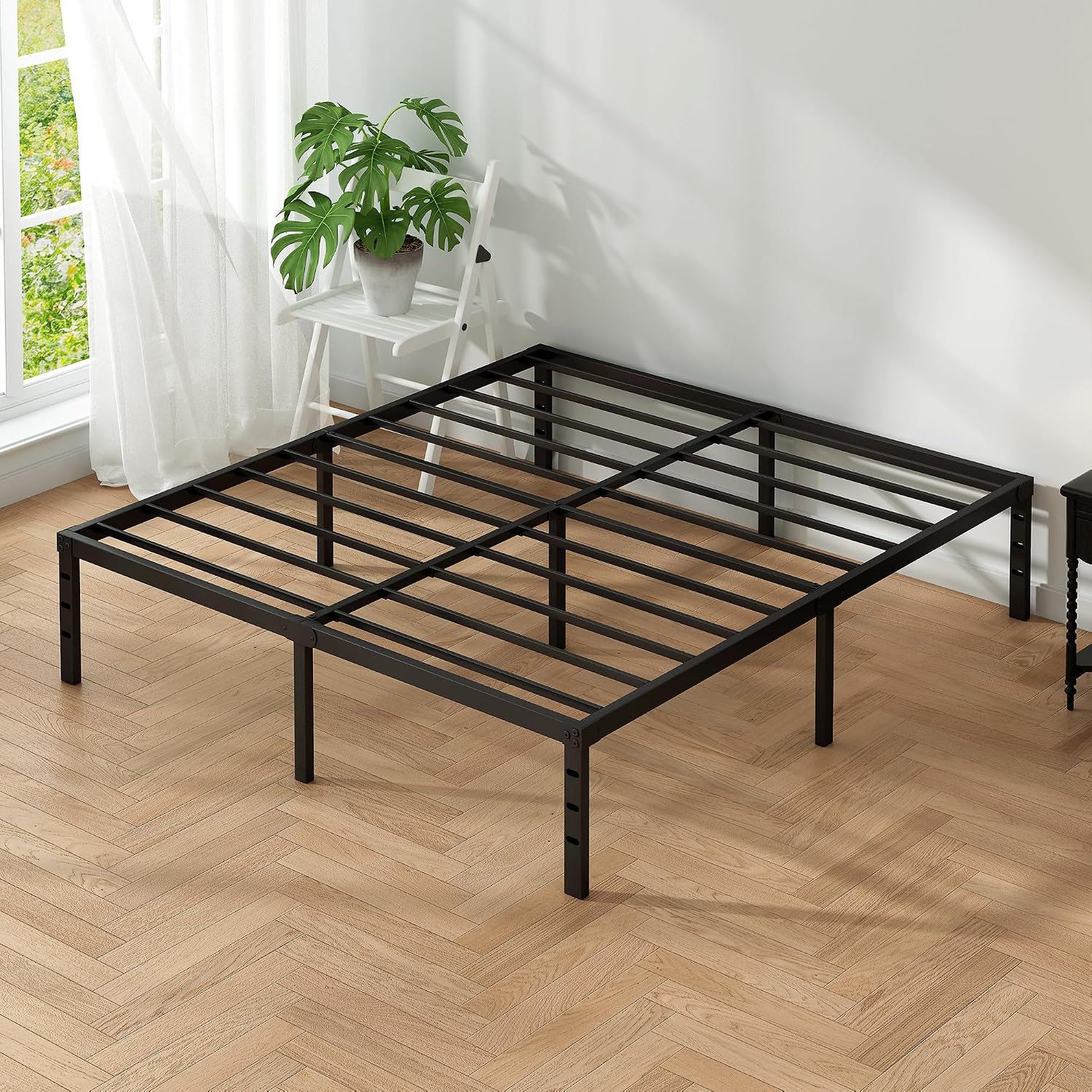 Metal Platform Bed Frame Full Size, 18 Inch Height With Heavy Duty Steel Support, No Box Spring Needed, Easy Assembly And Underbed Storage,Black