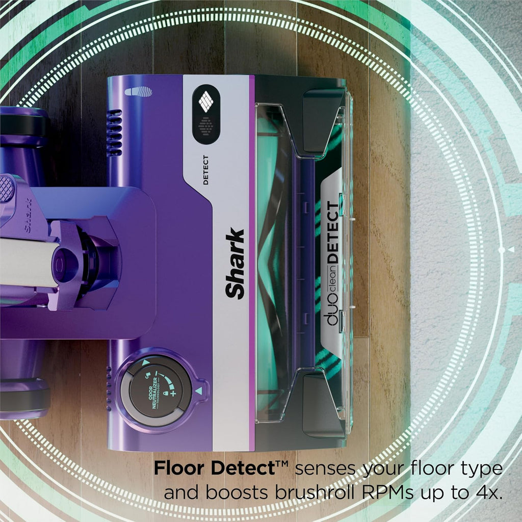 Shark Powerdetect Ultra-Light Corded Stick Vacuum With Duoclean Technology, Self-Cleaning Brushroll For No Hair Wrap, Anti-Allergen Complete Seal & Odor Neutralizer Technology, Eggplant, Hz4002