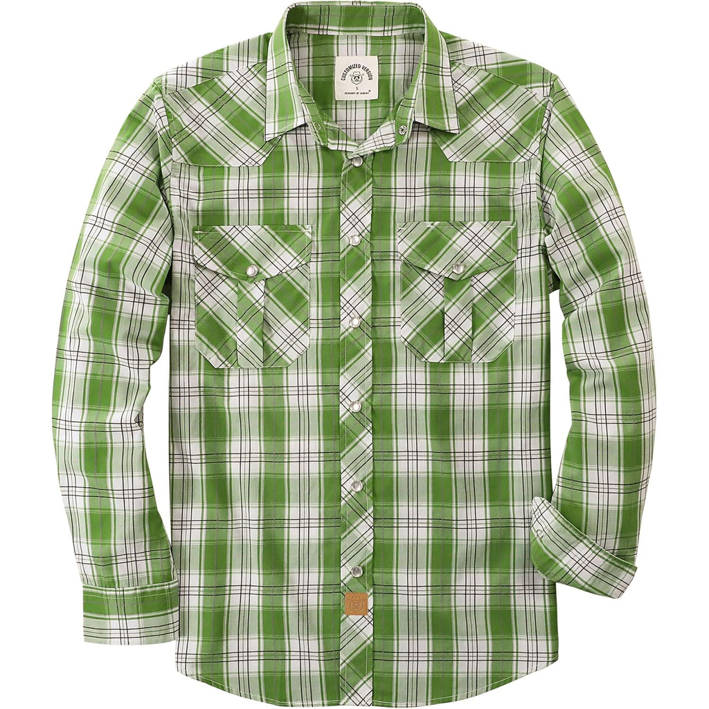 Dubinik® Pearl Snap Shirts For Men Long Sleeve Western Shirt For Men'S Vintage Casual Plaid Cowboy Country Button
