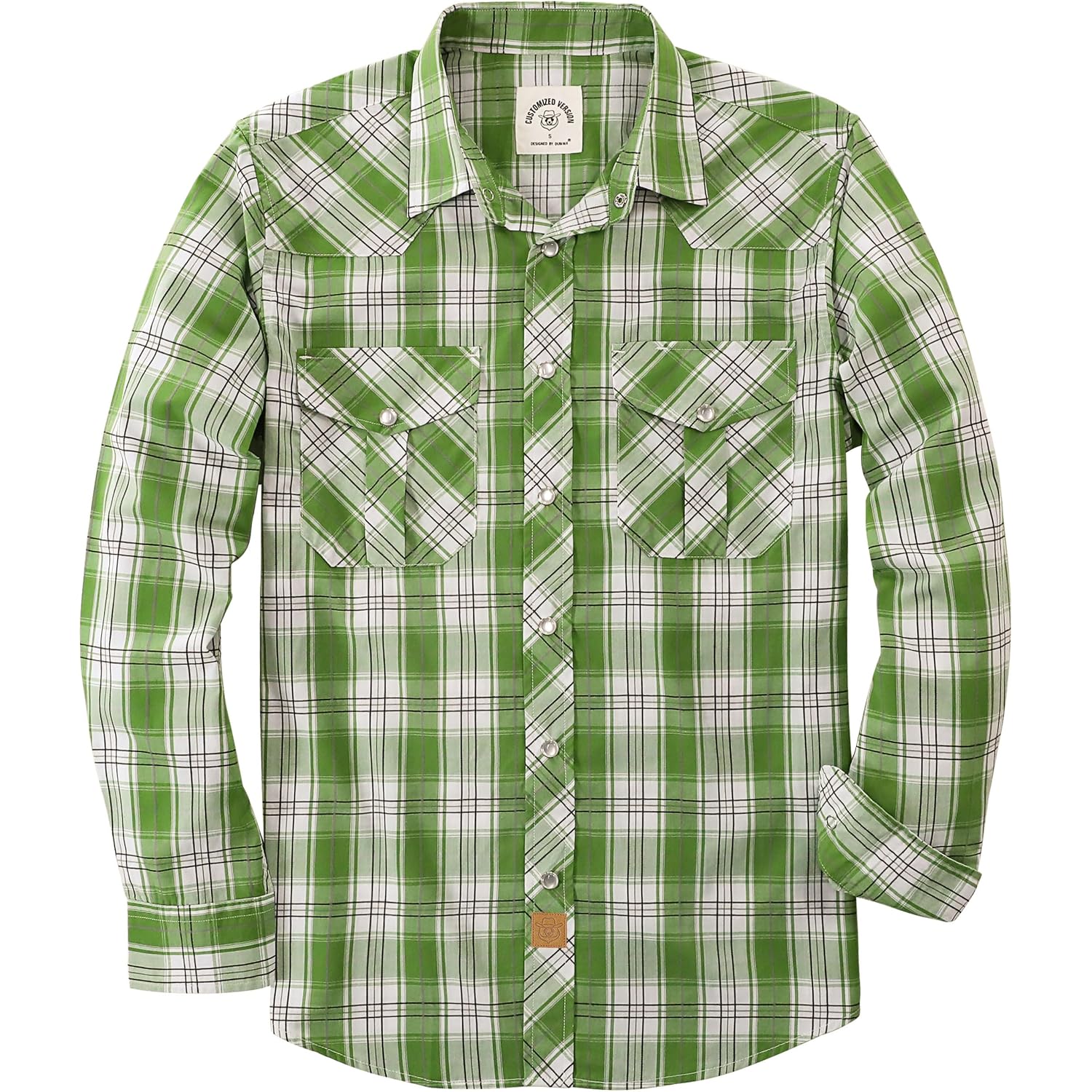 Dubinik® Pearl Snap Shirts For Men Long Sleeve Western Shirt For Men'S Vintage Casual Plaid Cowboy Country Button