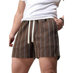 Jotook Mens Casual Shorts 5 Inch Lightweight Stretch Summer Shorts Elastic Waist Drawstring Vacation Beach Stripe Short