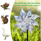 10 Pack Reflective Pinwheels With Stakes (Assembly Required), Extra Sparkly Pin Wheel For Garden Decor, Bird Repellent Devices Deterrent To Scare Birds Away From Yard Patio Farm