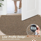 Beqhause Dirt Trapper Door Mat 17" X 30" Half Circle Non Slip Rug, Taupe | Washable Indoor Door Mat, Absorbent Doormats Entrance, Low Profile Welcome Floor Mat For Front Back Door, Small Rugs Entryway