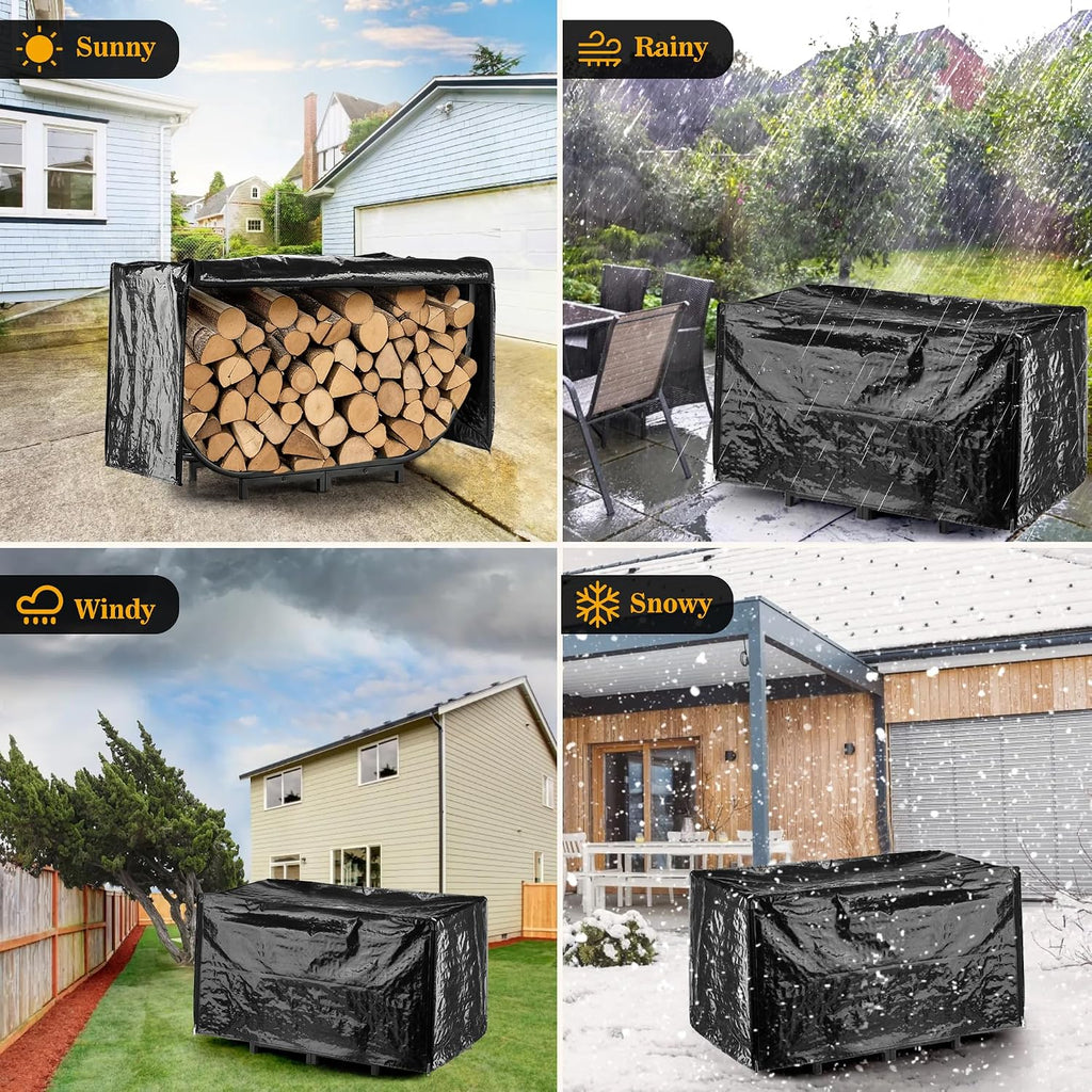 Facka 40 Inch Firewood Rack Outdoor With Cover, Metal Wood Rack | Iron Fire Log Stacker Holder For Fireplace, Patio, Porch, Yard, Garden, Indoor Outdoor Wood Storage