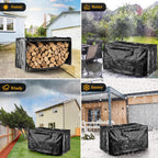 Facka 40 Inch Firewood Rack Outdoor With Cover, Metal Wood Rack | Iron Fire Log Stacker Holder For Fireplace, Patio, Porch, Yard, Garden, Indoor Outdoor Wood Storage