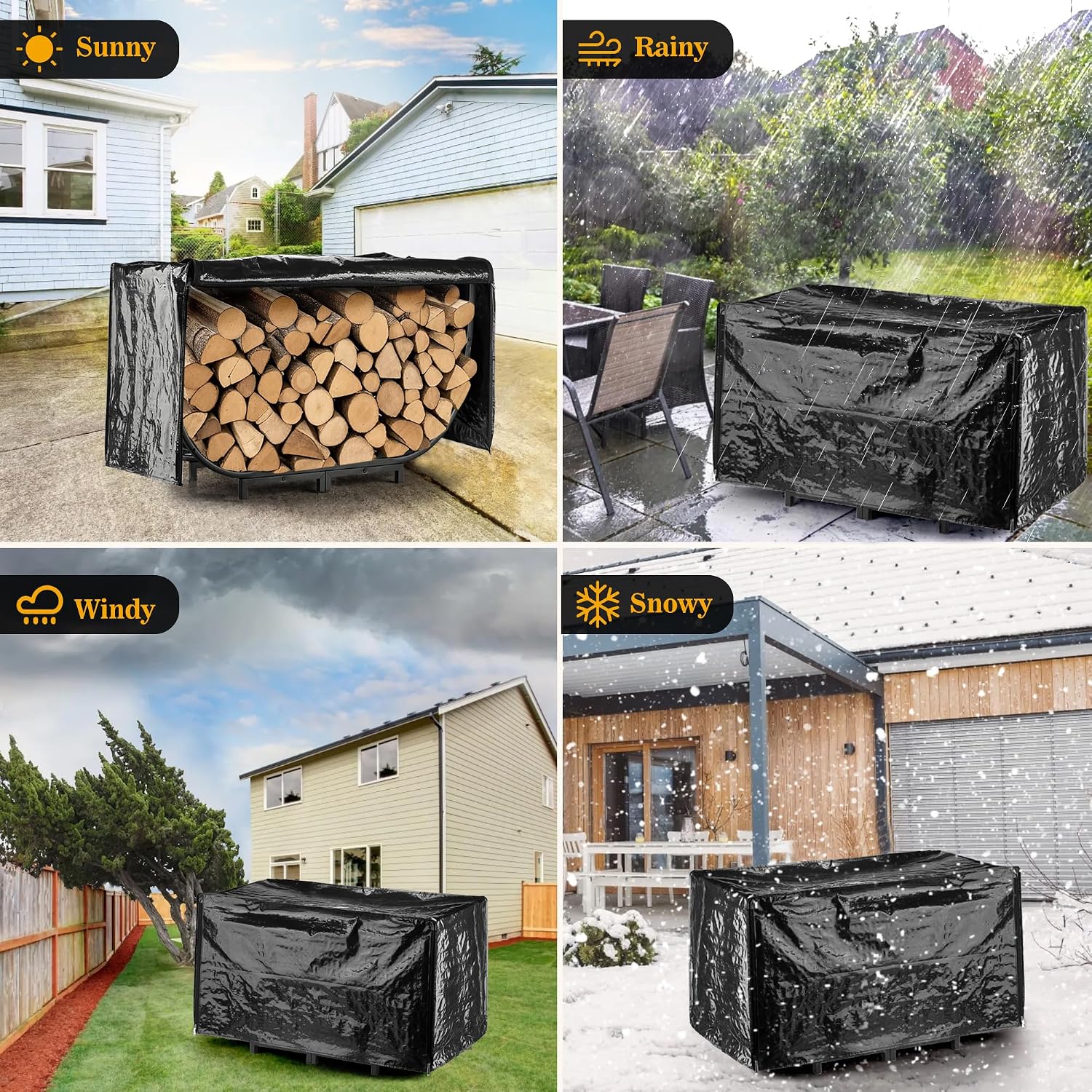 Facka 40 Inch Firewood Rack Outdoor With Cover, Metal Wood Rack | Iron Fire Log Stacker Holder For Fireplace, Patio, Porch, Yard, Garden, Indoor Outdoor Wood Storage