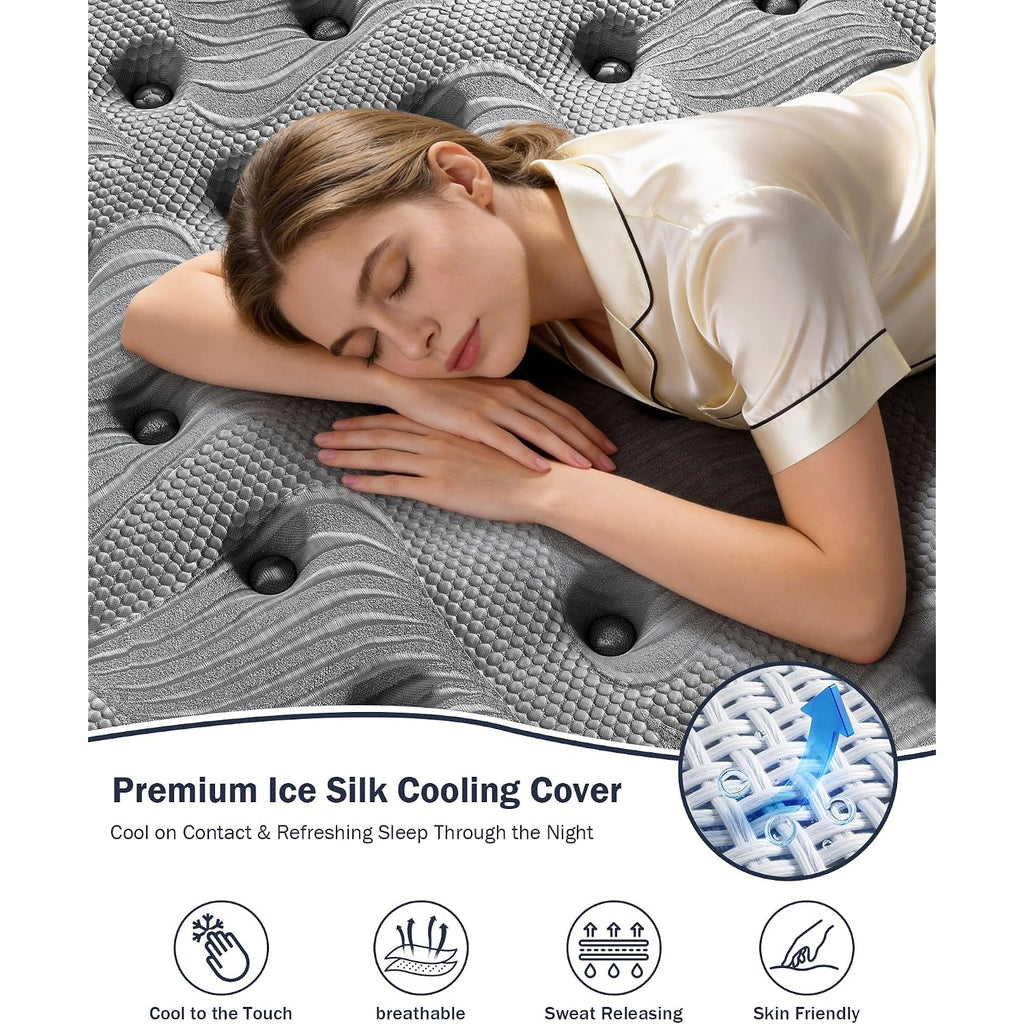 Firm Queen Mattress 14 Inch, Cooling Hybrid Mattress In A Box For Deep Sleep, Luxury Hotel-Collection Design, Enhanced Back & Hip Support, Fiberglass-Free & Certipur-Us, 365-Night Trial