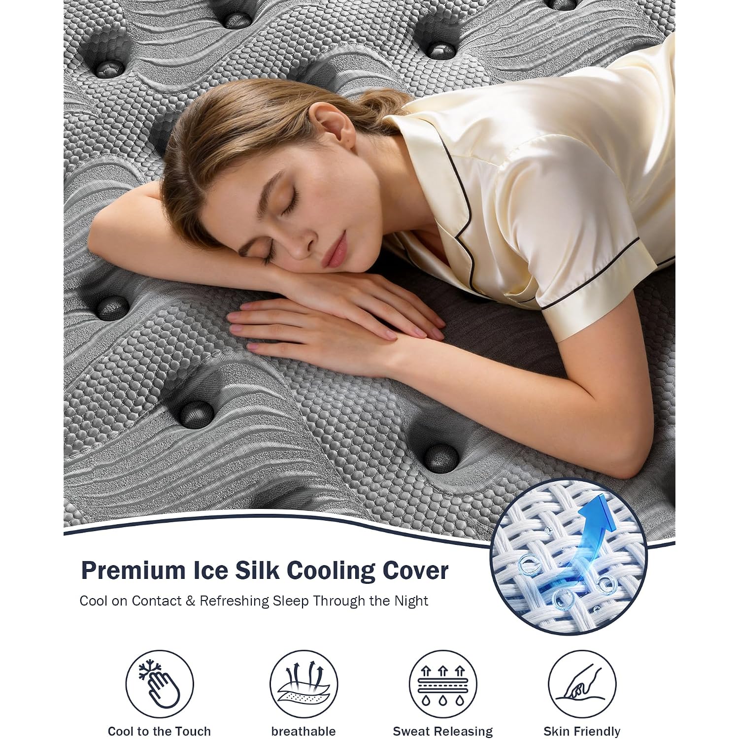 Firm Queen Mattress 14 Inch, Cooling Hybrid Mattress In A Box For Deep Sleep, Luxury Hotel-Collection Design, Enhanced Back & Hip Support, Fiberglass-Free & Certipur-Us, 365-Night Trial