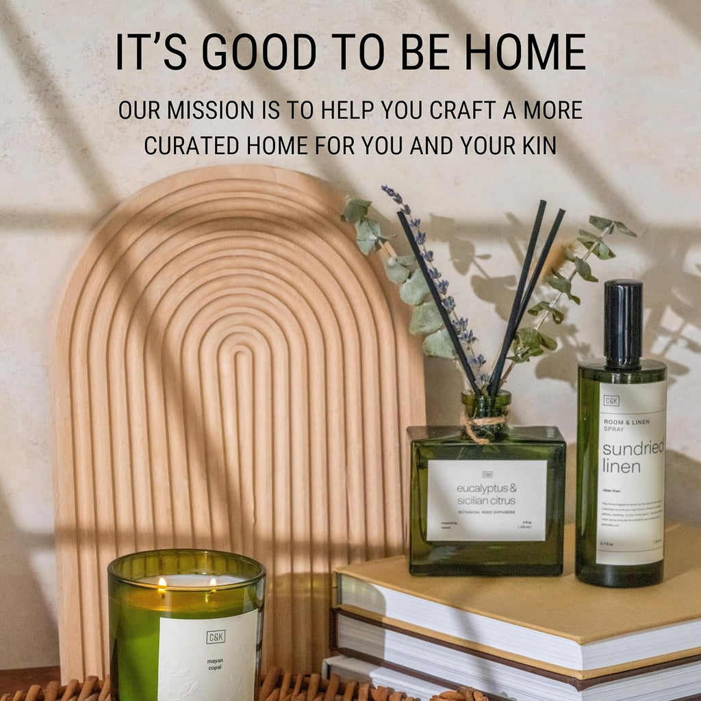 Craft & Kin Premium Santal Woods Room Spray – Long-Lasting Air Freshener For Home – Natural Essential Oil Linen & Pillow Spray – Odor Eliminator Aroma Mist For Bedroom & Washroom – 6.76 Oz