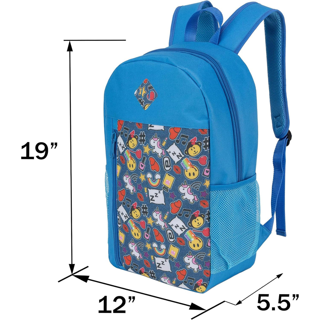 24 Pack 19" Bulk Padded Back Backpacks For Kids Bookbags, 8 Prints | Wholesale School Bags For Middle & High Students, 8 Assorted Prints, Heavy Duty Bags For Charity Giveaways & Supplies