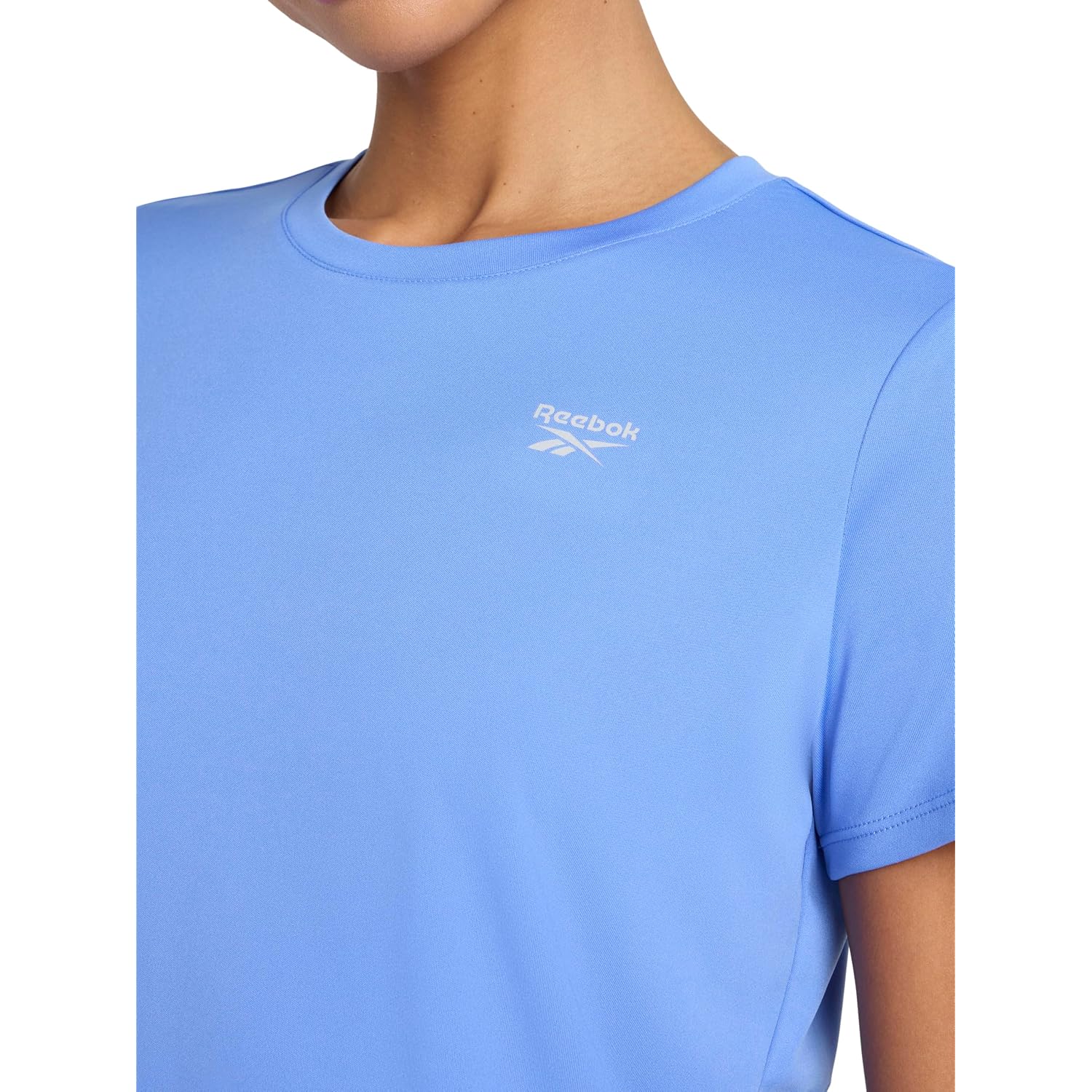 Reebok Women'S Small Logo Short Sleeve Crewneck T-Shirt, Lightweight, Moisture Wicking