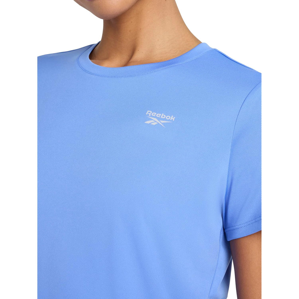 Reebok Women'S Small Logo Short Sleeve Crewneck T-Shirt, Lightweight, Moisture Wicking