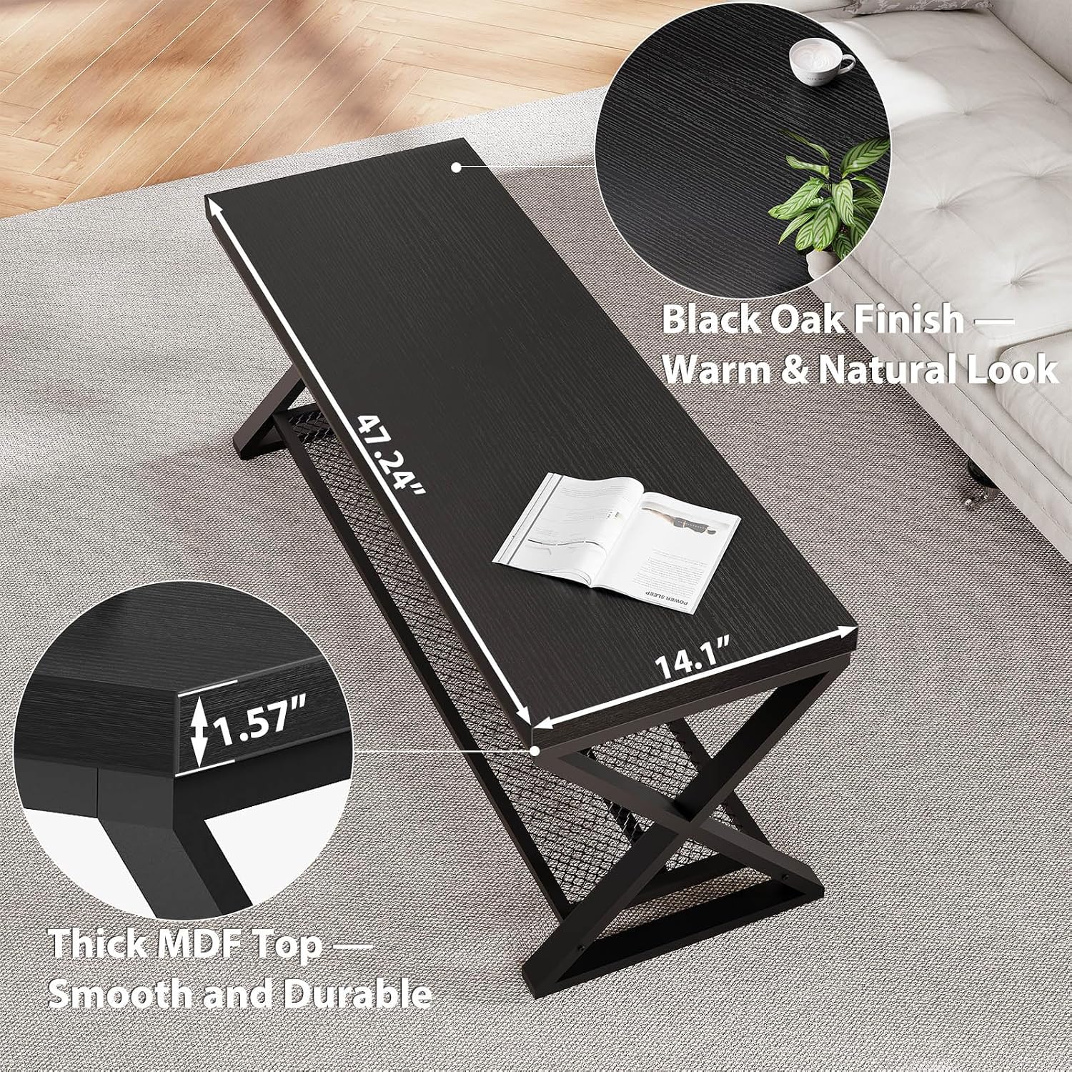 Lvb Black Bench, Industrial Entryway Bench With Storage, Indoor Wood And Metal Storage Bench For Living Room Bedroom, Accent Shoe Rack Seating Bench For Hallway Foyer Entrance, Black Oak, 47 Inch
