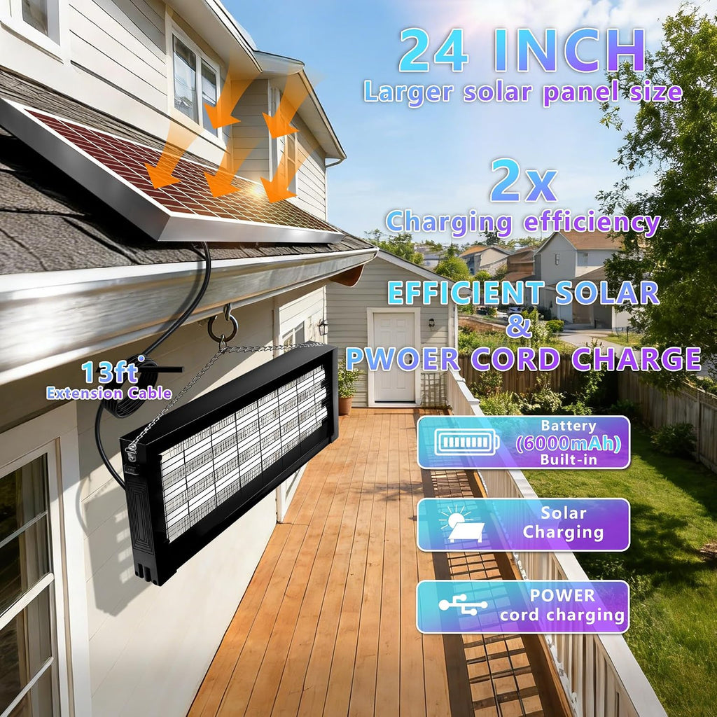Powerful Large Solar Bug Zapper Outdoor For 4000 Sq.Ft, Rechargeable Mosquito Zapper With High Powered, Waterproof Solar Bug Zapper For Patio Garden, Backyard, Rv, Camping With 18W Solar Panel
