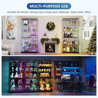 Glass Display Cabinet With Rgb Lights - 5-Tiers Curio Cabinet Display Case With Lock, Frameless Display Shelf For Collectibles & Legos, Living Room Bookcase Storage Cabinet, Gift For Father (Black)