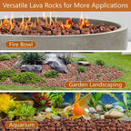 Nupick 10Lb Red Lava Rocks For Fire Pit, Volcanic Rock For Fireplace | 1/2"-2" Lava Stone For Natural Gas & Propane Systems, Fire Glass Base Layer, Fire Bowls, Landscaping, Plants, Aquarium