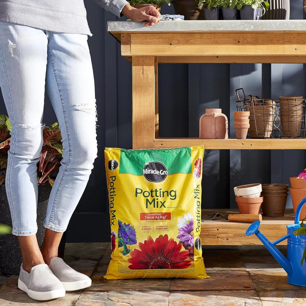 Miracle-Gro Potting Mix, 16 Qt. (2-Pack) | For Container Plants, Flowers, Vegetables, Shrubs, Annuals, Perennials, Potting Soil Mix, Feeds Up To 6 Months