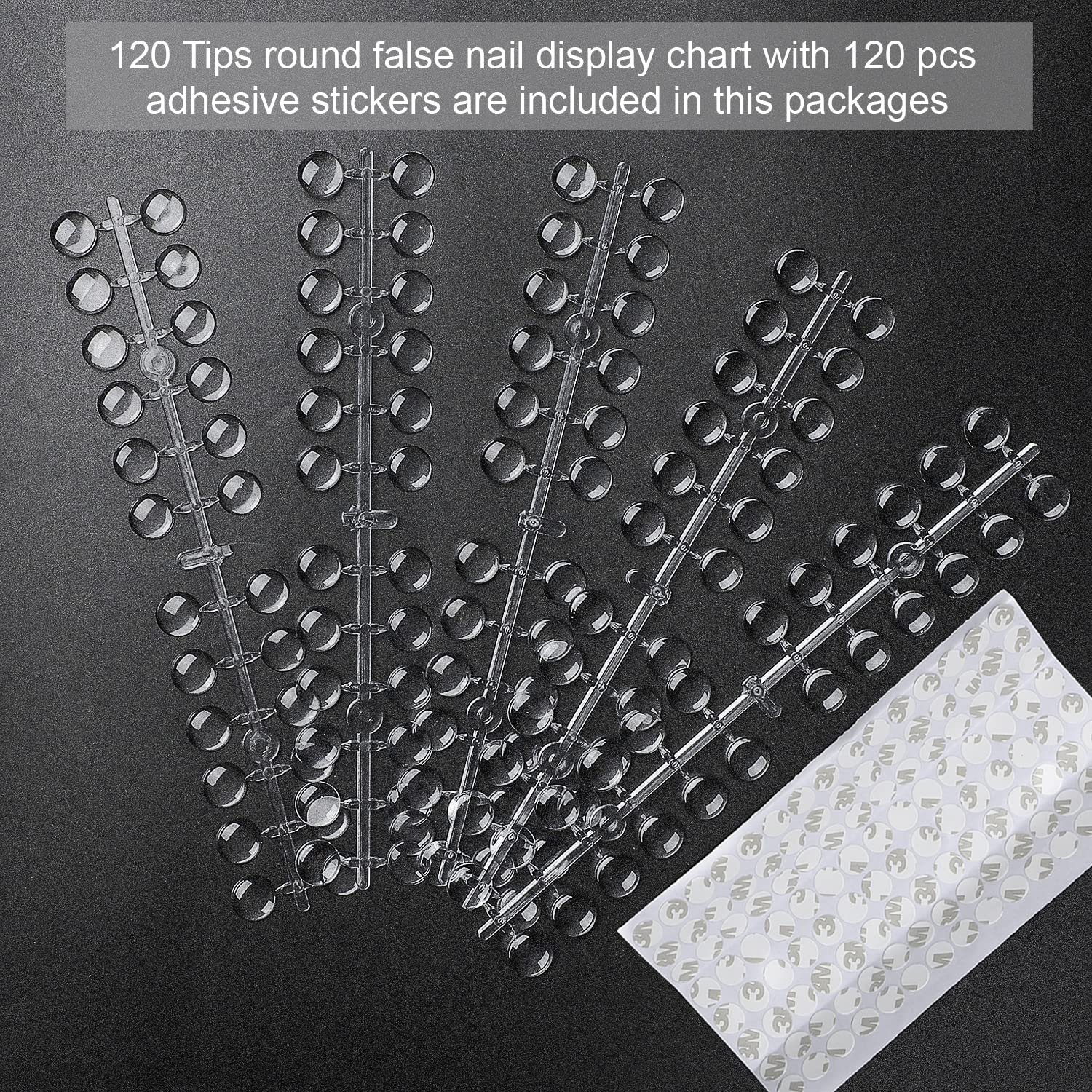 120pcs Color Display Tips, Clear Nail Art Display Chart Nail Polish Swatches Dots with Adhesive Sticker for Nail Polish