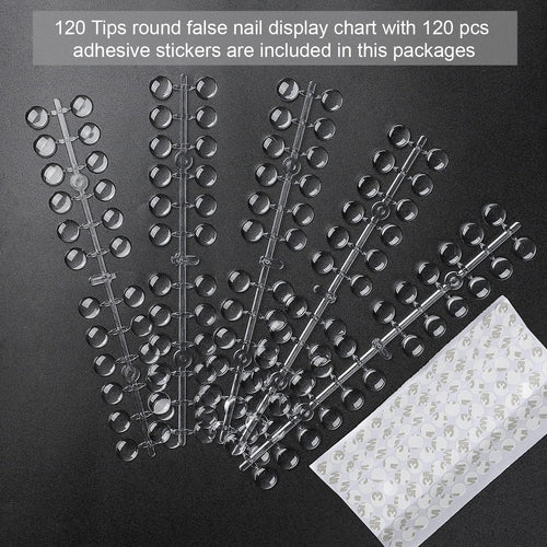 120pcs Color Display Tips, Clear Nail Art Display Chart Nail Polish Swatches Dots with Adhesive Sticker for Nail Polish