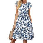 Wiholl Summer Dresses For Women 2026 Cap Sleeve Casual Sundresses Floral Tiered Swing Fashion Beach Vacation Dress