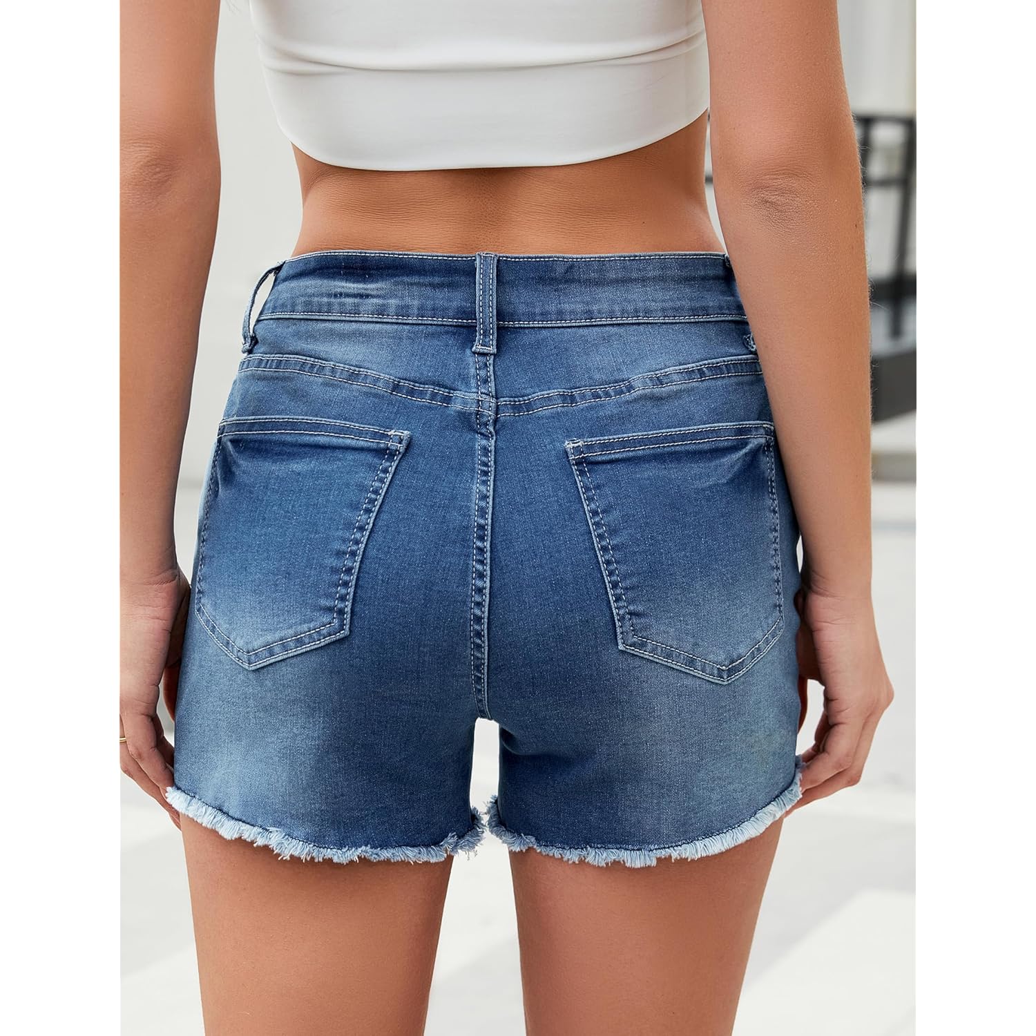 Jean Shorts for Women High Waisted Trendy Summer Casual Ripped Cutoff Stretchy Distressed Denim Shorts Jorts