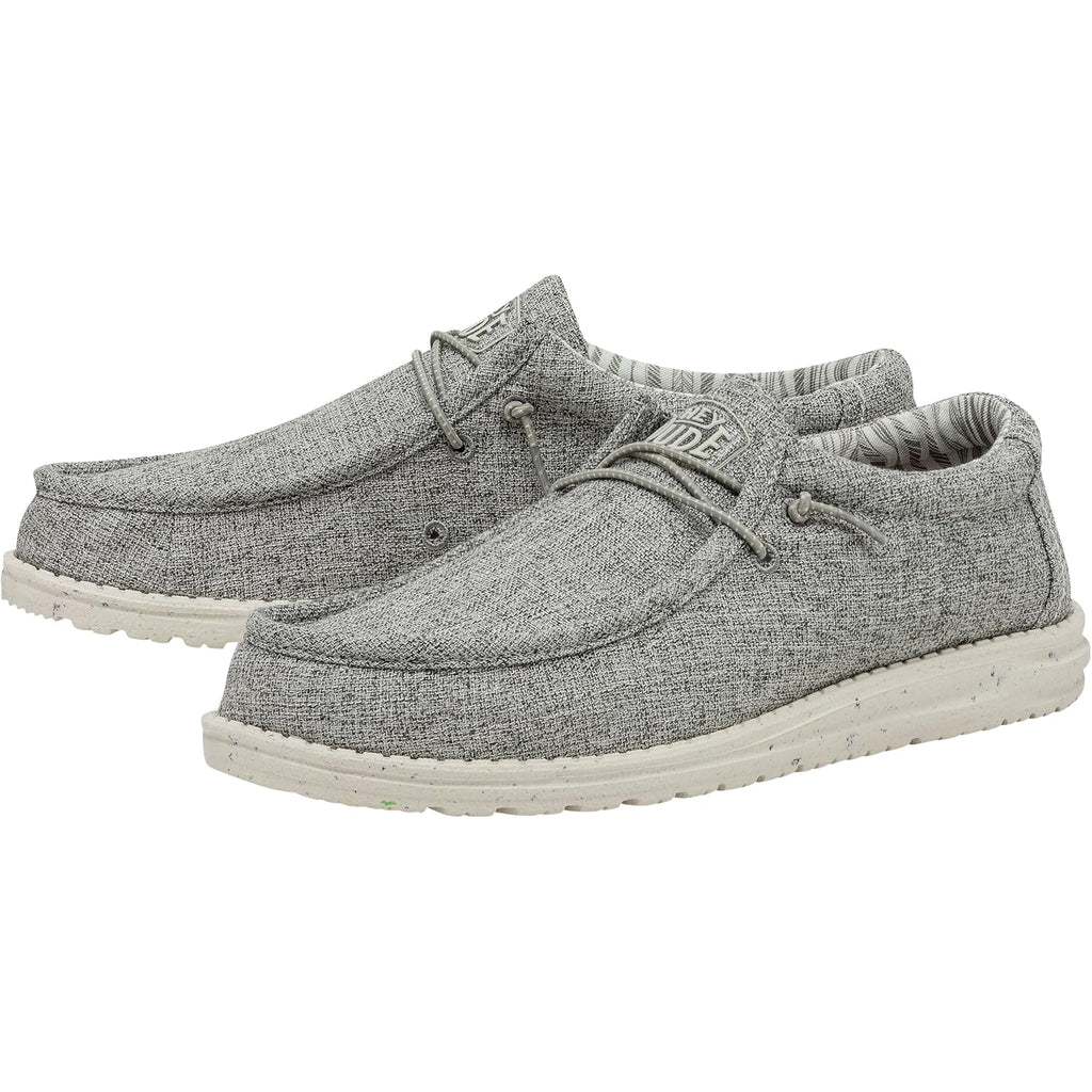 Heydude Men'S Wally Blend Linen Slip On Loafer, Linen Iron Size 10 | Lightweight Casual Shoe With Easy On Elastic Laces