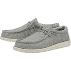 Heydude Men'S Wally Blend Linen Slip On Loafer, Linen Iron Size 10 | Lightweight Casual Shoe With Easy On Elastic Laces