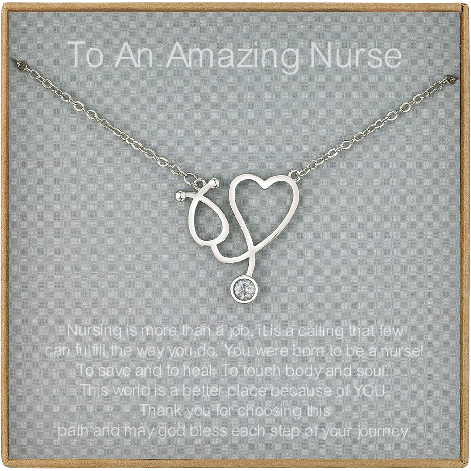 Nurse Appreciation Gifts - Nurses Week Gifts 2026 for Women - Sterling Silver Stethoscope Necklace for Nurse New Nurses Nursing Students Graduation Gift