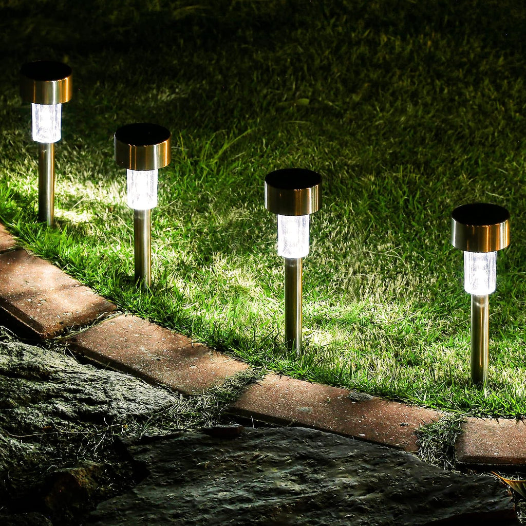 Gigalumi 16 Pack Solar Lights Outdoor Waterproof,Stainless Steel Led Solar Garden Lights For Patio, Lawn, Yard And Landscape(Cold White) | Solar Pathway Lights, Solar Garden Lights For Patio, Lawn, Yard And Landscape Led (Cold White)